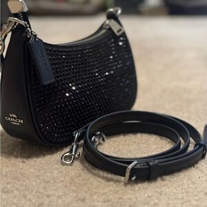 COACH Teri Mini Black Crystal Crossbody Bag